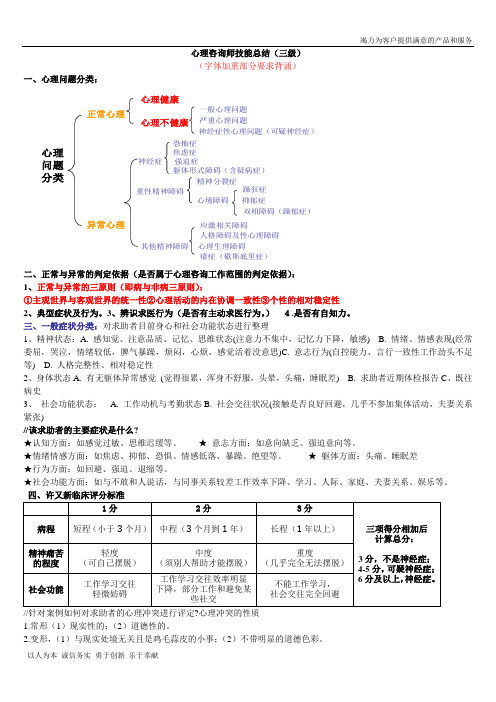 心理咨询师技能总结(三级)