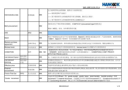 SAP各模块常用术语