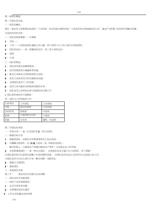 2012.7团队管理系统复习资料