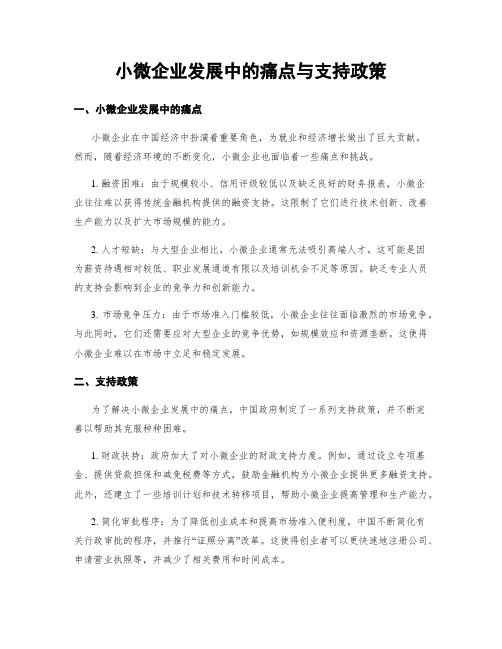 小微企业发展中的痛点与支持政策