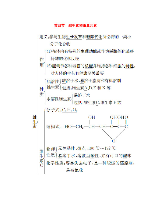 (人教版)高中化学选修1 第一章 第四节 维生素和微量元素练习 (含答案)