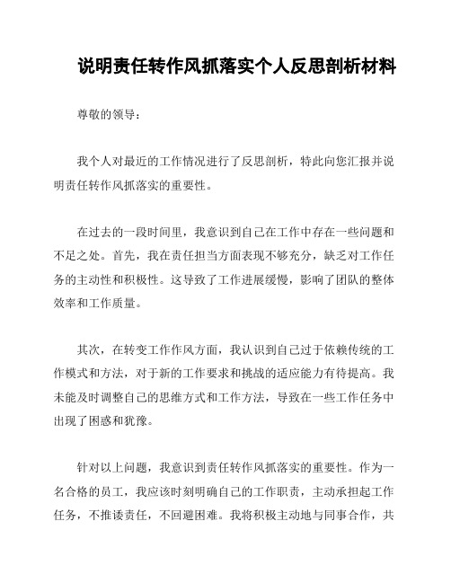 说明责任转作风抓落实个人反思剖析材料