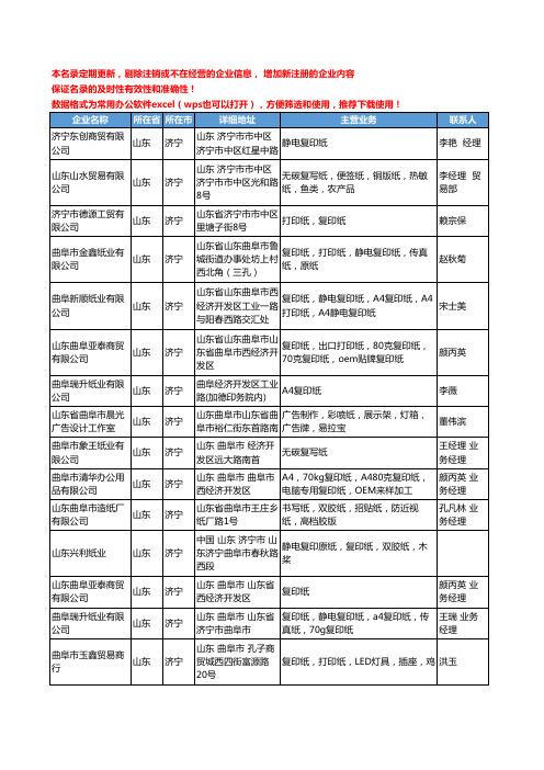 2020新版山东省济宁办公纸张工商企业公司名录名单黄页联系方式大全73家