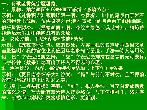 诗歌鉴赏炼字题