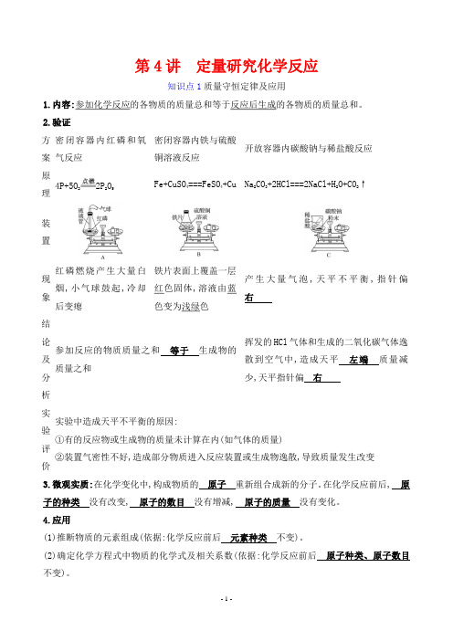 2024年人教版中考化学总复习第三部分化学物质与定量研究第4讲定量研究化学反应