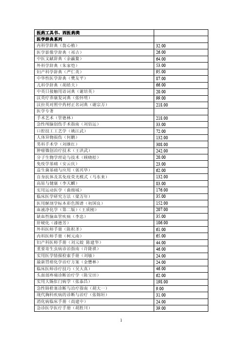 医药工具书、西医药类