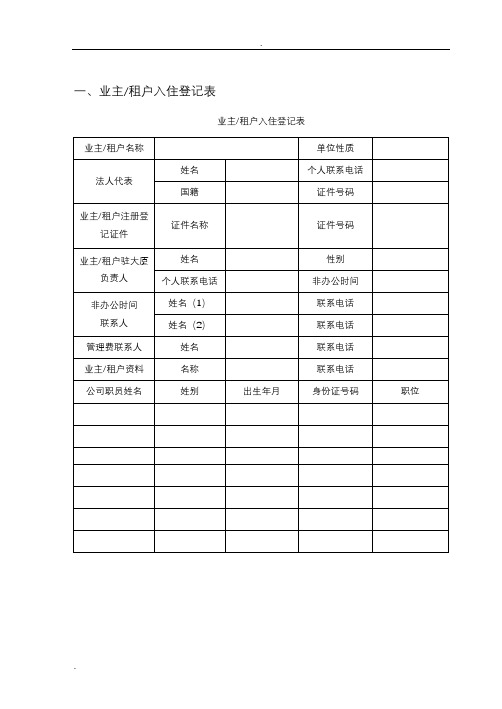 小区住户基本信息表