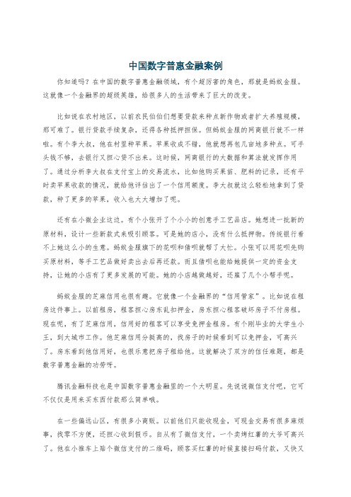 中国数字普惠金融案例