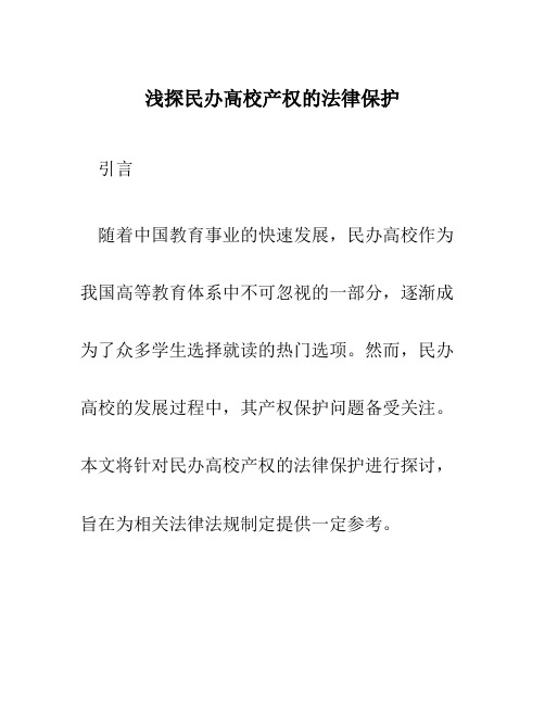 浅探民办高校产权的法律保护