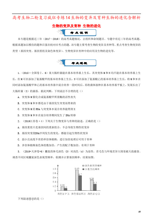 高考生物二轮复习疯狂专练14生物的变异及育种生物的进化含解析