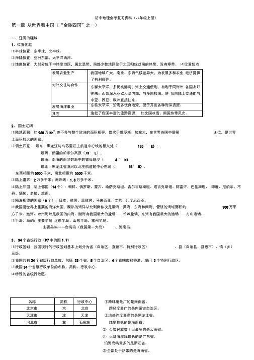 初中地理会考资料(DOC)