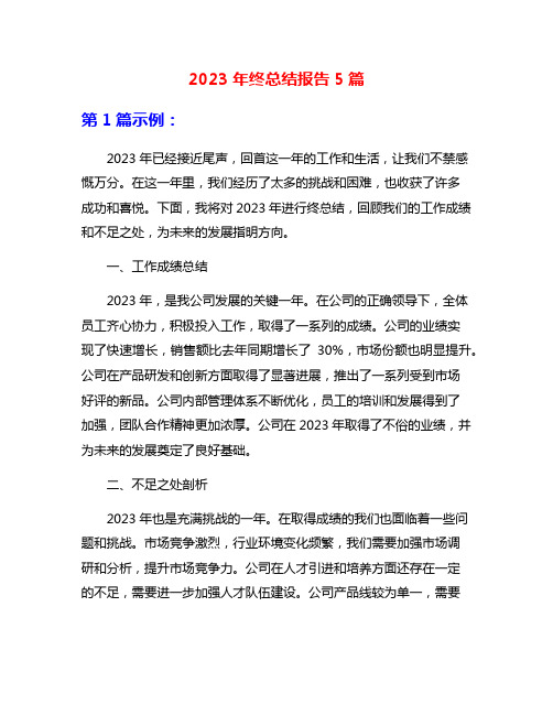 2023年终总结报告5篇