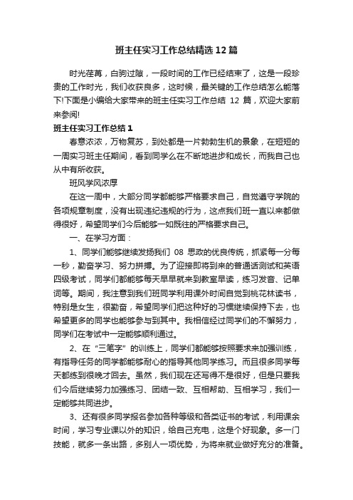 班主任实习工作总结精选12篇