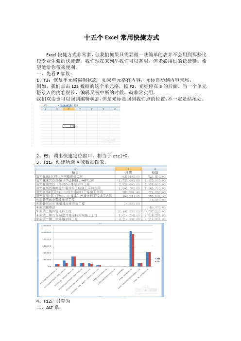 十五个Excel常用快捷方式