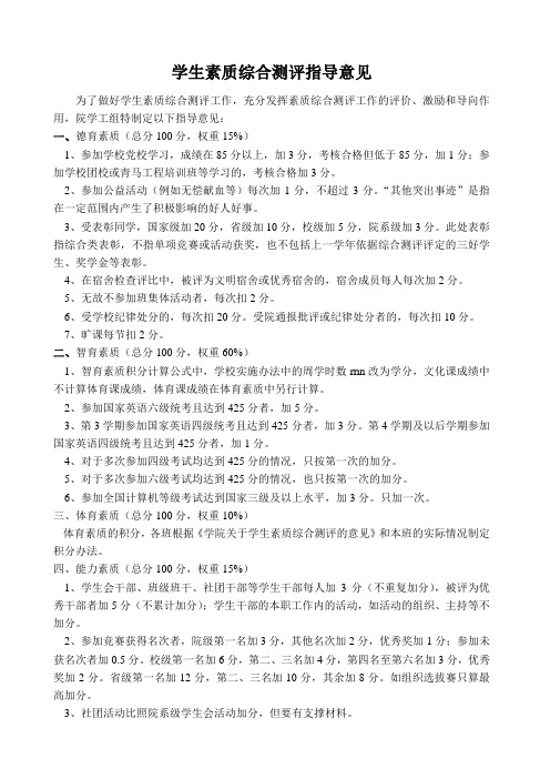 大学综合测评加分细则