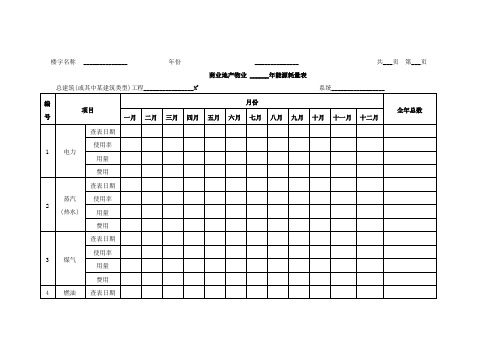 商业地产物业年能源耗量表模板