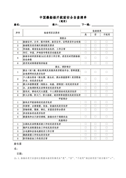 中国籍船舶开航前安全自查清单.doc