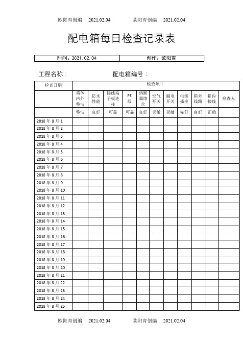 配电箱每日检查记录表之欧阳育创编