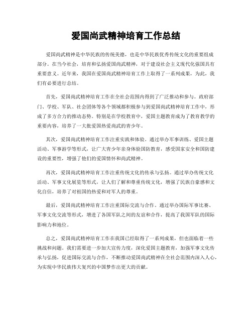 爱国尚武精神培育工作总结