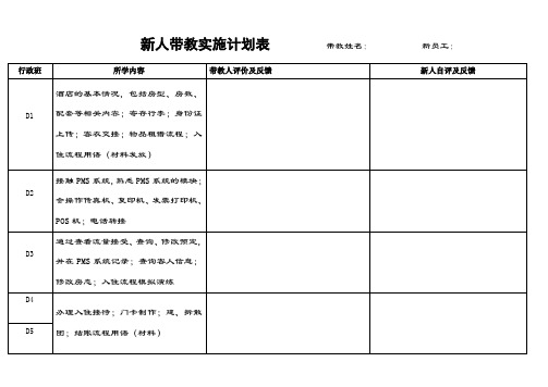 新人带教实施计划表 2