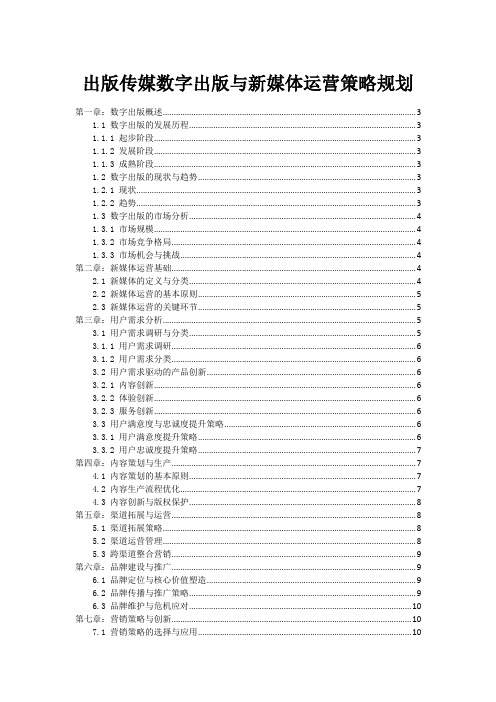 出版传媒数字出版与新媒体运营策略规划