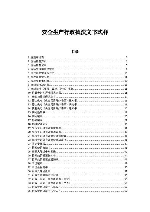 最新应急管理局安全生产行政执法文书