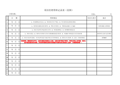 项目经理带班记录范例