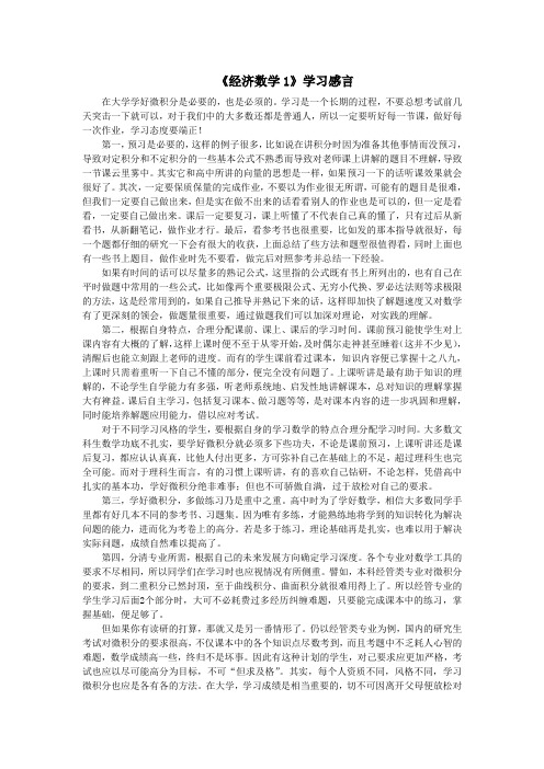 经济数学1学习感言