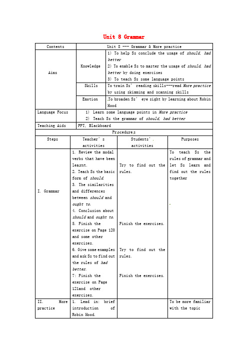 5069.牛津深圳初中英语八上《Unit 8 English Week Grammar教案 