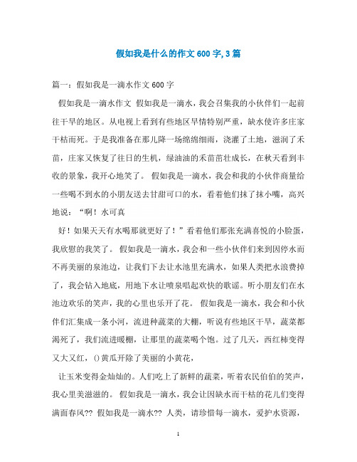 假如我是什么的作文600字,3篇