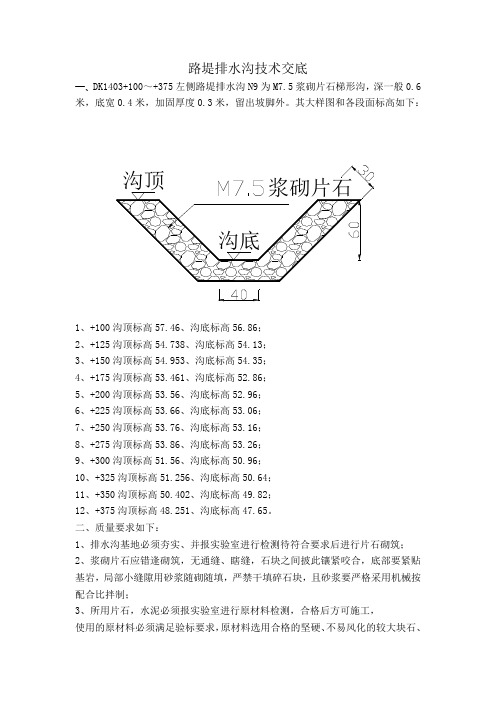 M7.5浆砌片石梯形沟技术交底