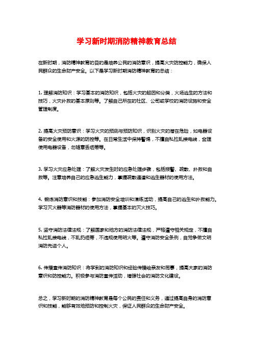 学习新时期消防精神教育总结