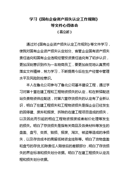 国有企业资产损失学习心得体会