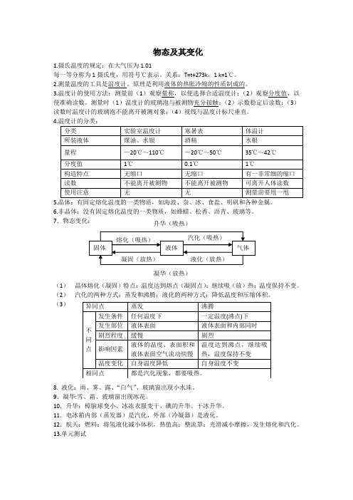 北师大版-八年级物理上册知识点