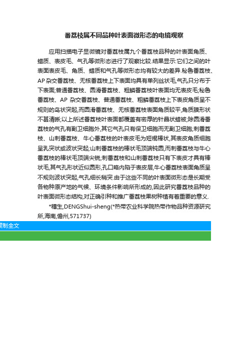 番荔枝属不同品种叶表面微形态的电镜观察