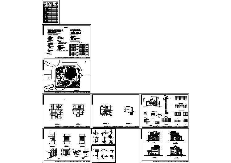 3层独院式别墅建筑结构图(包含预览图)