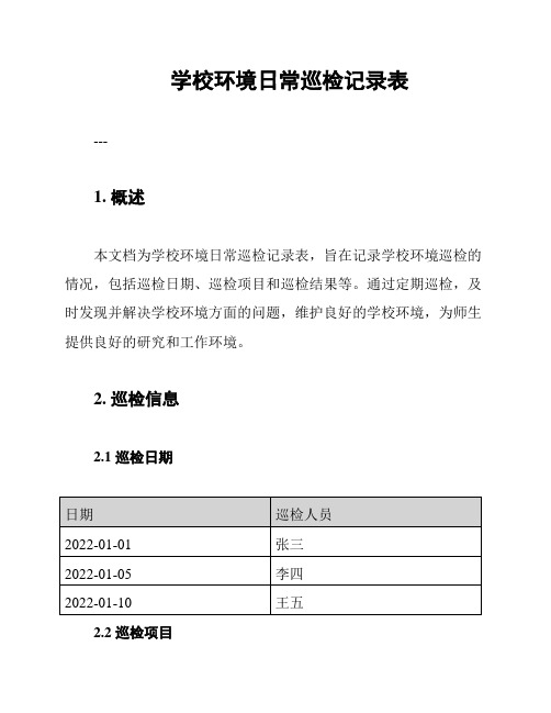 学校环境日常巡检记录表