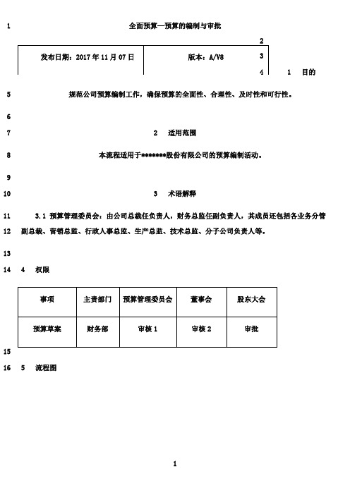 最新2018企业全面预算管理编制、审批及流程图全套