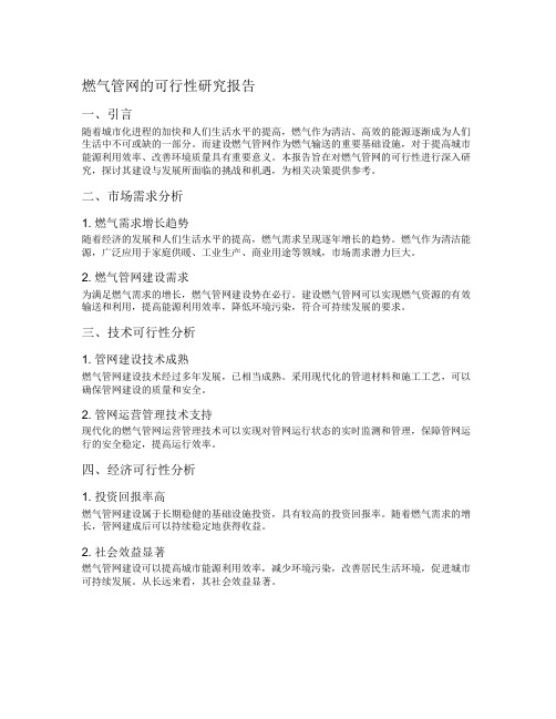 燃气管网的可行性研究报告