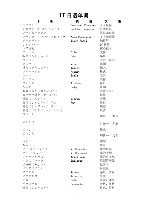 IT日语单词(1-15页)