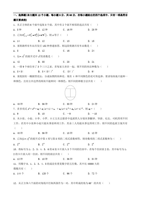 (新人教A版)2020高中数学第一章计数原理单元测试(一)选修2-3