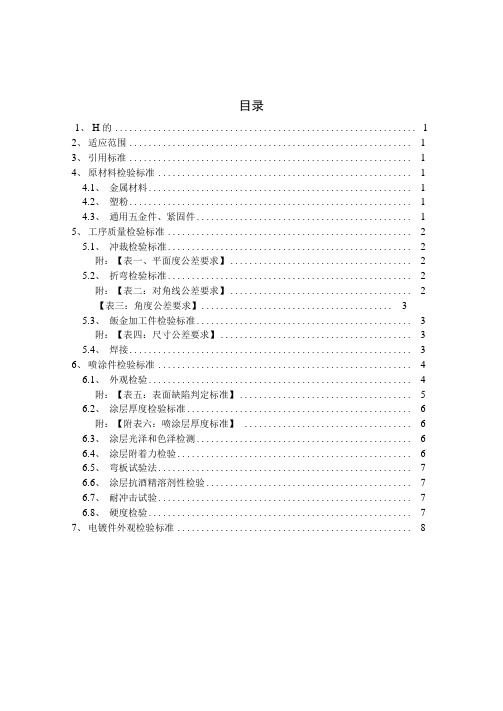 钣金结构件检验行业标准