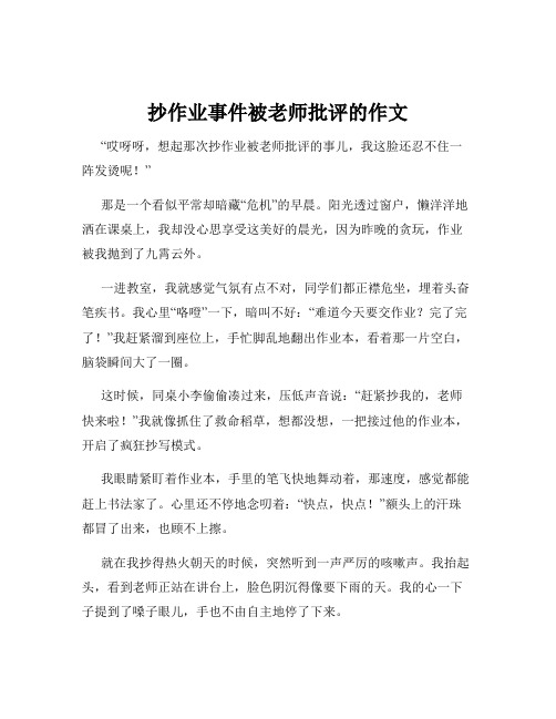 抄作业事件被老师批评的作文