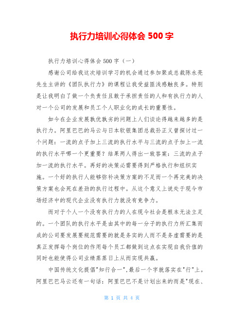 执行力培训心得体会500字