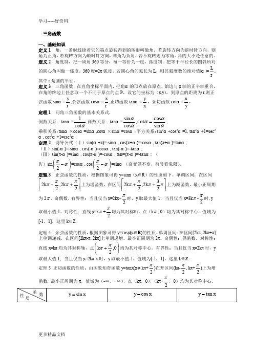 高考数学之三角函数知识点总结汇编