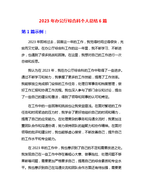 2023年办公厅综合科个人总结6篇