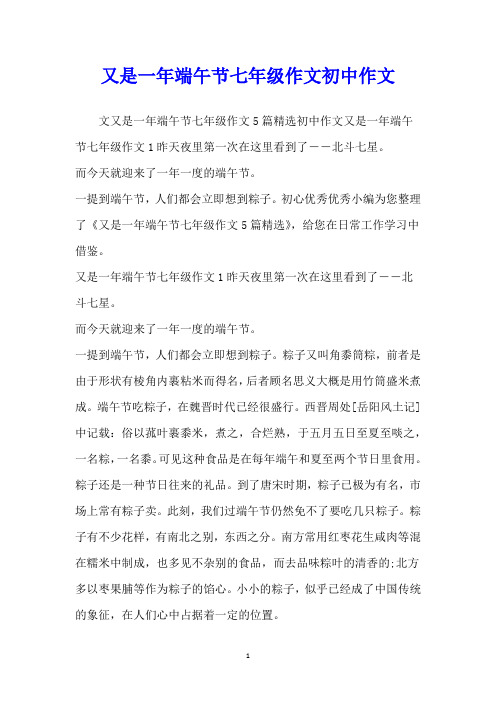 又是一年端午节七年级作文初中作文