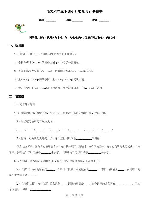 语文六年级下册小升初复习:多音字