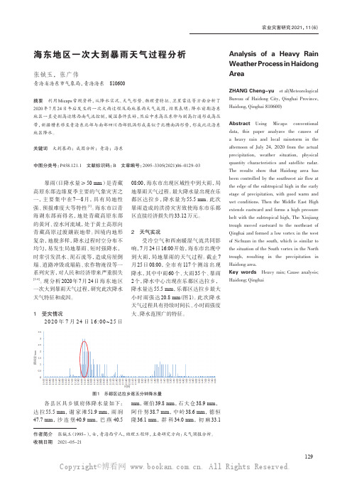 海东地区一次大到暴雨天气过程分析