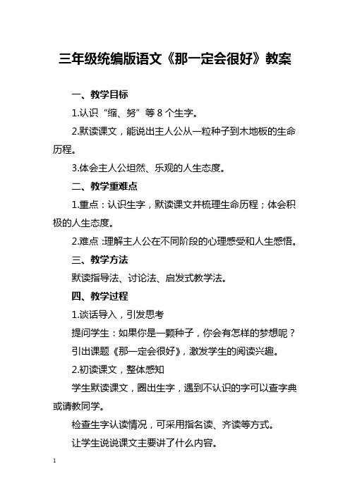 三年级统编版语文《那一定会很好》教案